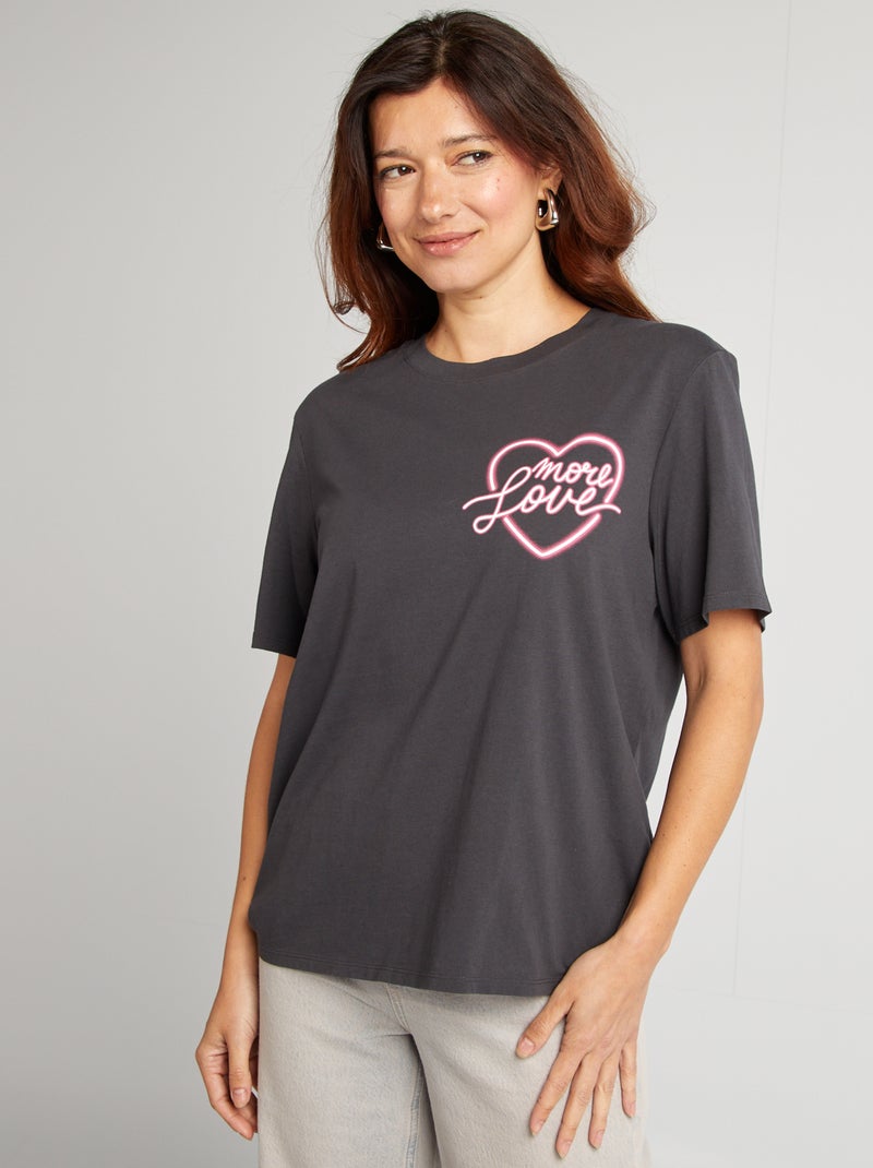 T-shirt à manches courtes Noir - Kiabi