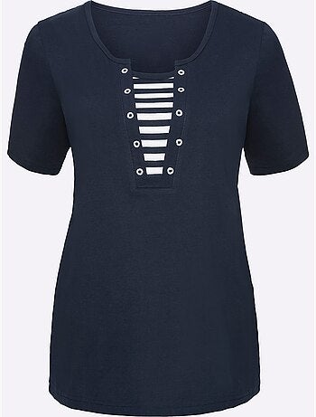 T-shirt à Manches Courtes œillets Décoratifs - Taille Standard - Moda Vilona