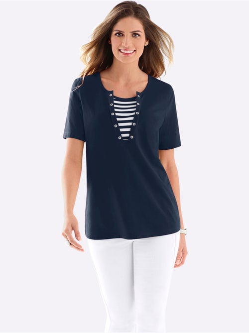 T-shirt à Manches Courtes œillets Décoratifs - Taille Standard - Moda Vilona - Kiabi