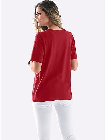 T-shirt à Manches Courtes œillets Décoratifs - Taille Standard - Moda Vilona