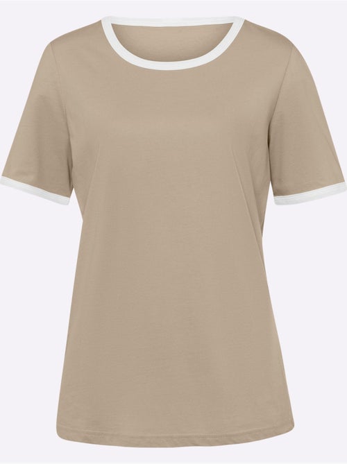 T-shirt à Manches Courtes Passepoils Contrastés Tendance - Taille Standard - Moda Vilona - Kiabi T-shirt à Manches Courtes Passepoils Contrastés Tendance - Taille Standard - Moda Vilona - Kiabi