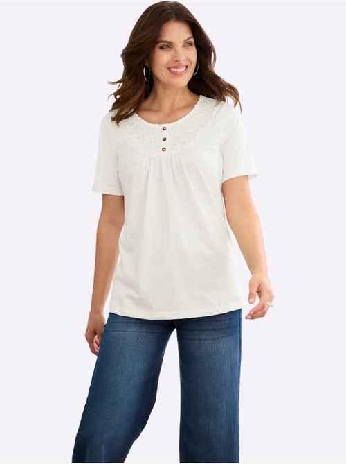 T-shirt à Manches Courtes Patte De Boutonnage Décorative Devant - Taille Standard - Moda Vilona - Kiabi T-shirt à Manches Courtes Patte De Boutonnage Décorative Devant - Taille Standard - Moda Vilona - Kiabi