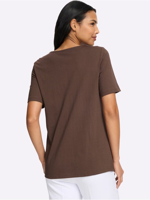 T-shirt à Manches Courtes Patte De Boutonnage Décorative Devant - Taille Standard - Moda Vilona - Kiabi T-shirt à Manches Courtes Patte De Boutonnage Décorative Devant - Taille Standard - Moda Vilona - Kiabi