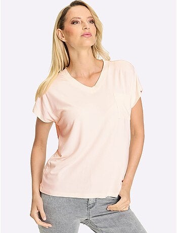 T-shirt à Manches Courtes Perles Décoratives - Taille Standard - helline