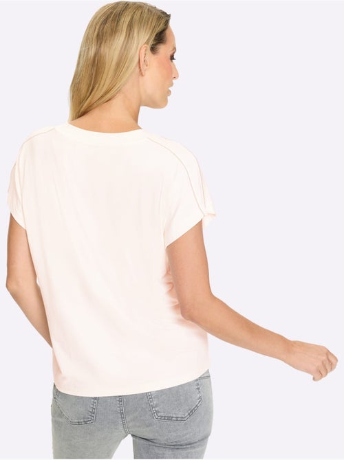 T-shirt à Manches Courtes Perles Décoratives - Taille Standard - helline - Kiabi