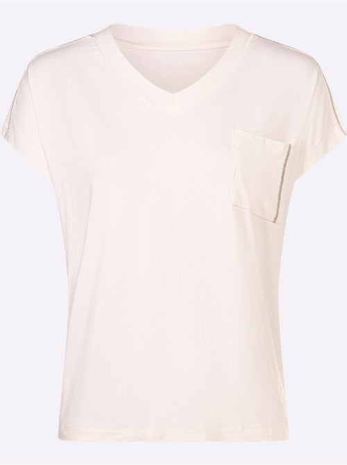 T-shirt à Manches Courtes Perles Décoratives - Taille Standard - helline - Kiabi
