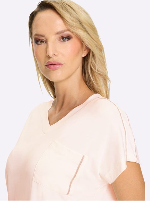 T-shirt à Manches Courtes Perles Décoratives - Taille Standard - helline - Kiabi