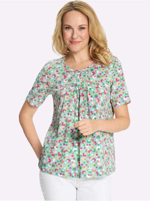 T-shirt à Manches Courtes Plis Affinants à L'encolure - Taille Standard - Moda Vilona - Kiabi