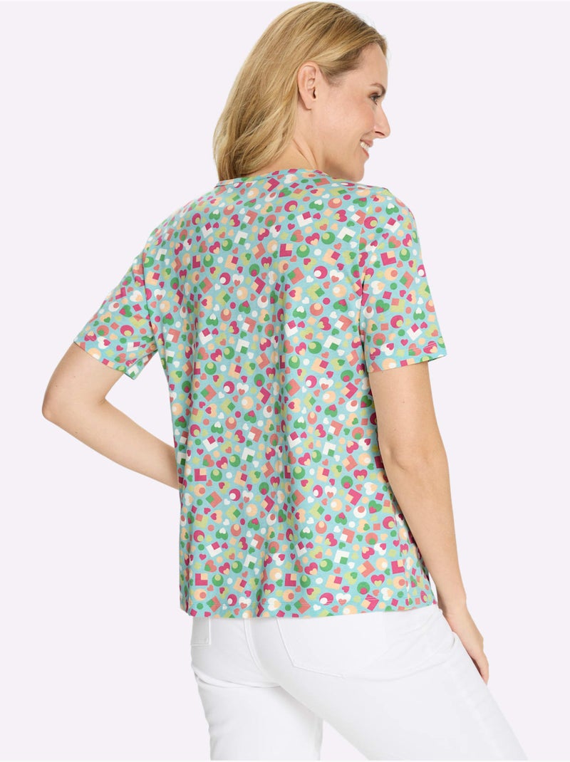 T-shirt à Manches Courtes Plis Affinants à L'encolure - Taille Standard - Moda Vilona Bleu marine - Kiabi
