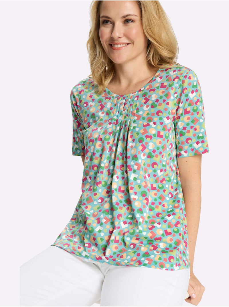 T-shirt à Manches Courtes Plis Affinants à L'encolure - Taille Standard - Moda Vilona Bleu marine - Kiabi