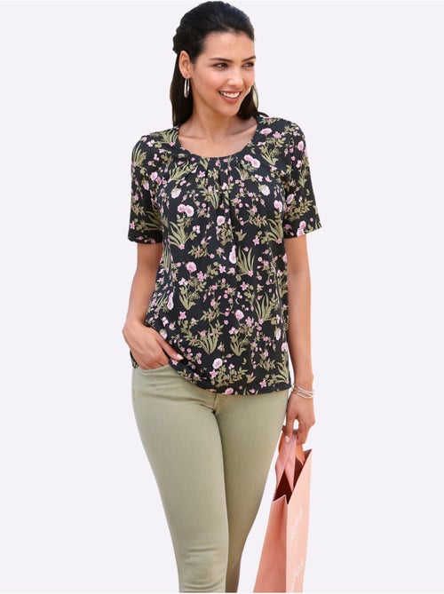T-shirt à Manches Courtes Plis Affinants à L'encolure - Taille Standard - Moda Vilona - Kiabi