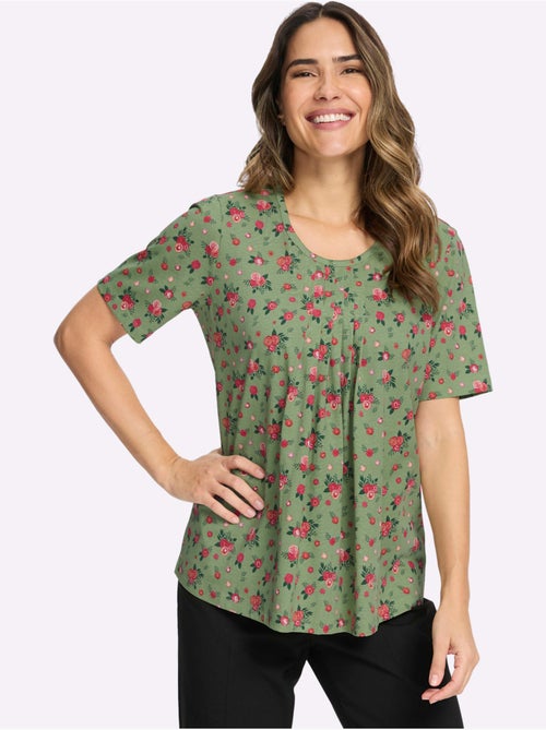T-shirt à Manches Courtes Plis Affinants à L'encolure - Taille Standard - Moda Vilona - Kiabi T-shirt à Manches Courtes Plis Affinants à L'encolure - Taille Standard - Moda Vilona - Kiabi