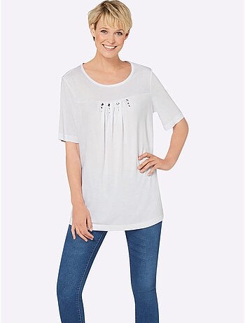 T-shirt à Manches Courtes Plis Creux Tendance - Taille Standard - Moda Vilona