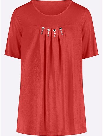 T-shirt à Manches Courtes Plis Creux Tendance - Taille Standard - Moda Vilona
