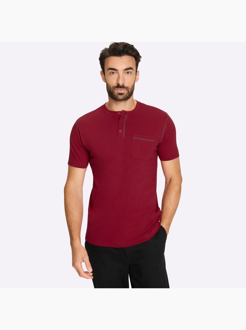 T-shirt à Manches Courtes Poche Poitrine - Taille Standard - Witt Cerise - Kiabi