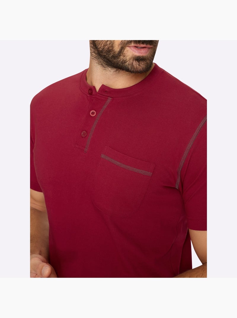 T-shirt à Manches Courtes Poche Poitrine - Taille Standard - Witt Cerise - Kiabi