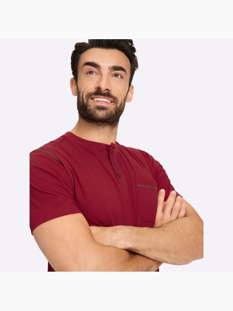 T-shirt à Manches Courtes Poche Poitrine - Taille Standard - Witt Cerise - Kiabi