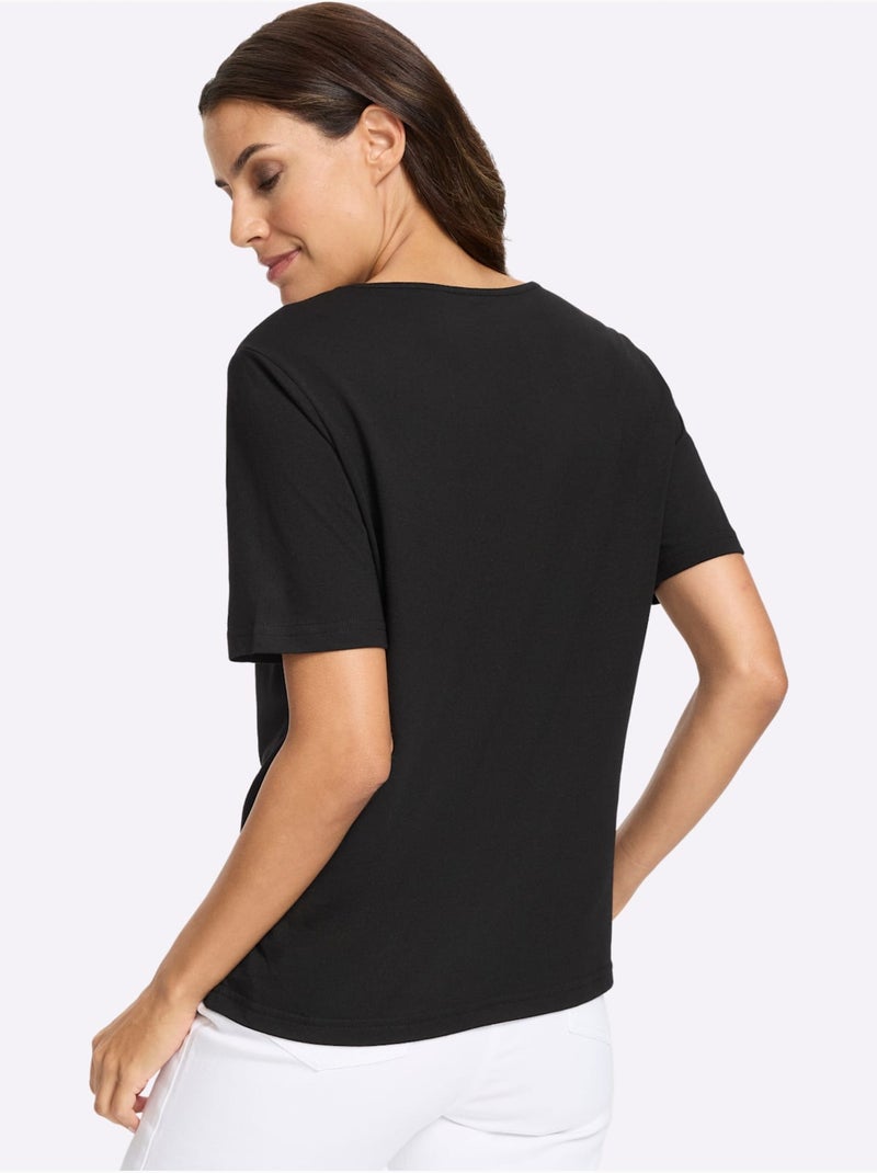 T-shirt à Manches Courtes Produit Certifié Ocs - Taille Standard - Witt Noir Ecru - Kiabi