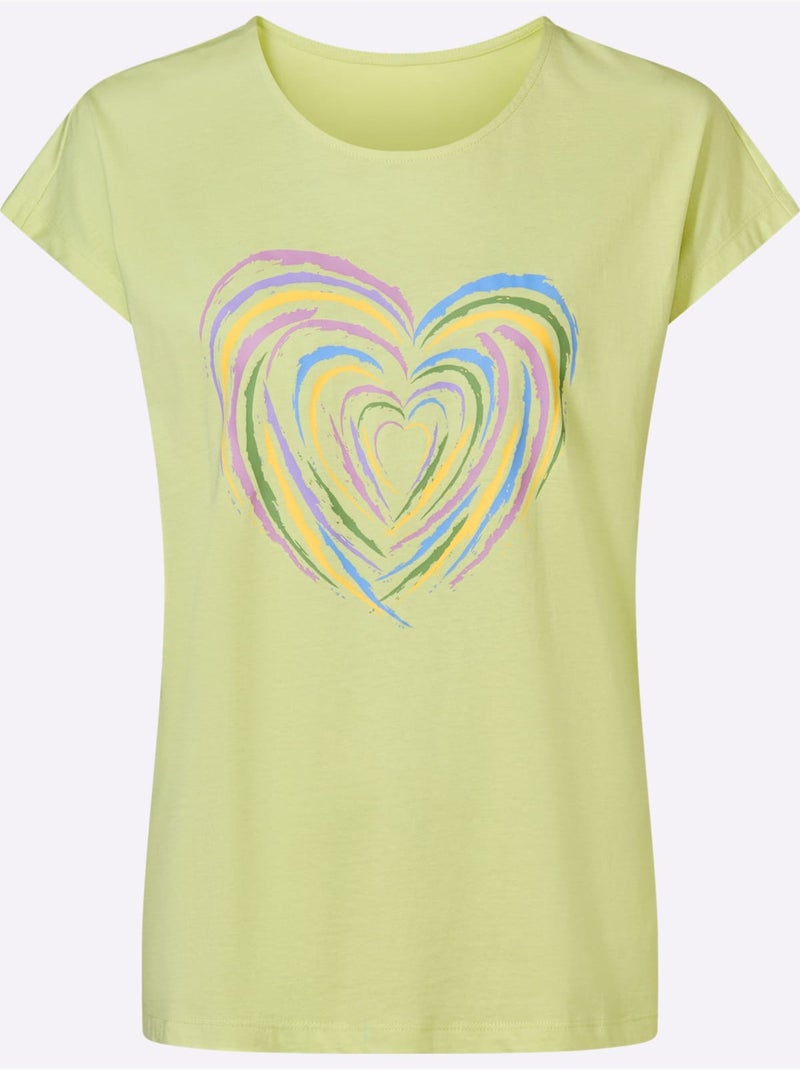 T-shirt à Manches Courtes Pur Coton - Taille Standard - Moda Vilona Pistache - Kiabi
