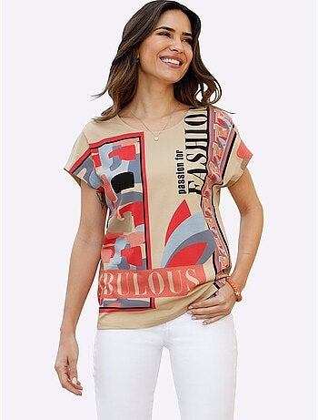 T-shirt à Manches Courtes Pur Coton - Taille Standard - Moda Vilona