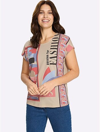 T-shirt à Manches Courtes Pur Coton - Taille Standard - Moda Vilona