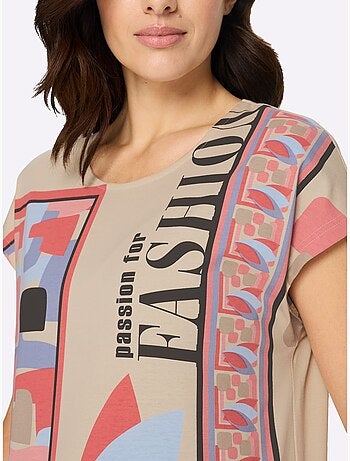 T-shirt à Manches Courtes Pur Coton - Taille Standard - Moda Vilona