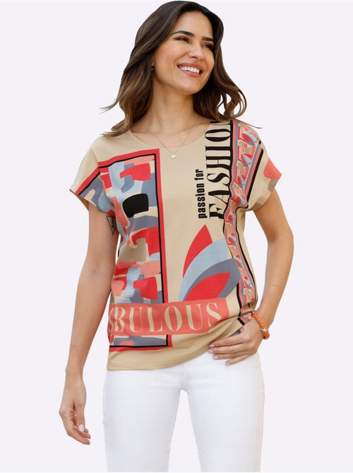 T-shirt à Manches Courtes Pur Coton - Taille Standard - Moda Vilona - Kiabi T-shirt à Manches Courtes Pur Coton - Taille Standard - Moda Vilona - Kiabi