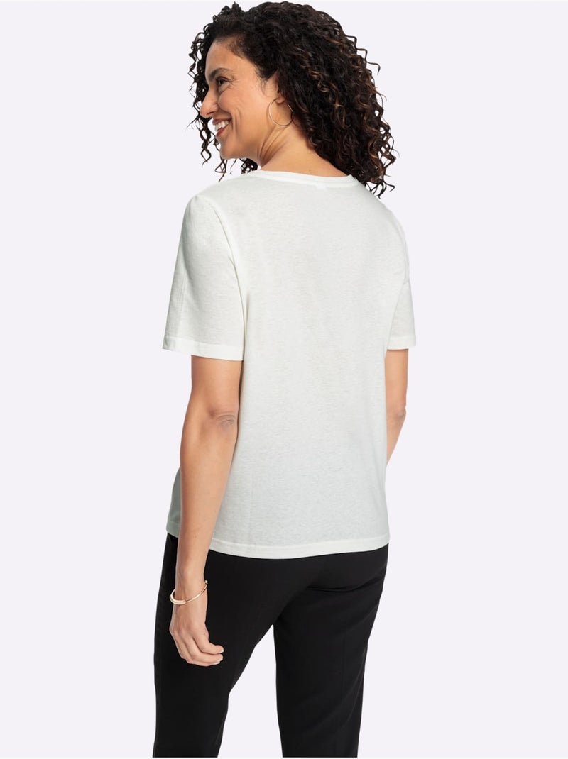 T-shirt à Manches Courtes Pur Coton - Taille Standard - Witt Beige/Vert - Kiabi