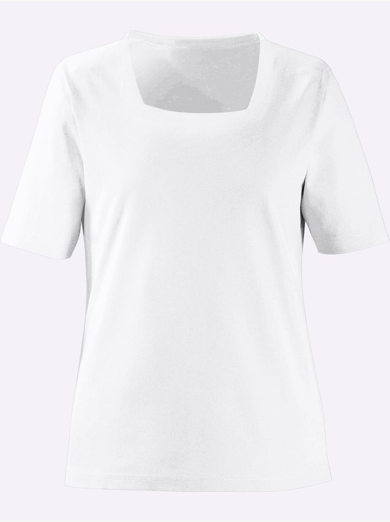 T-shirt à Manches Courtes Pur Coton - Taille Standard - Witt Blanc - Kiabi