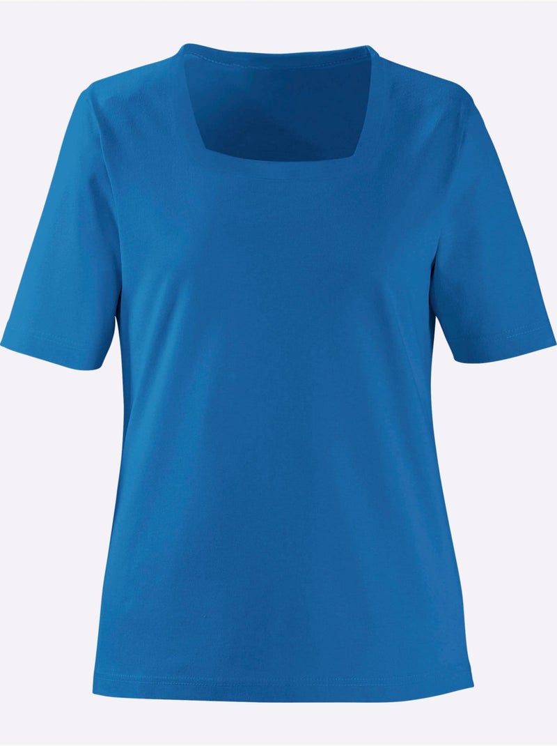 T-shirt à Manches Courtes Pur Coton - Taille Standard - Witt Bleu - Kiabi