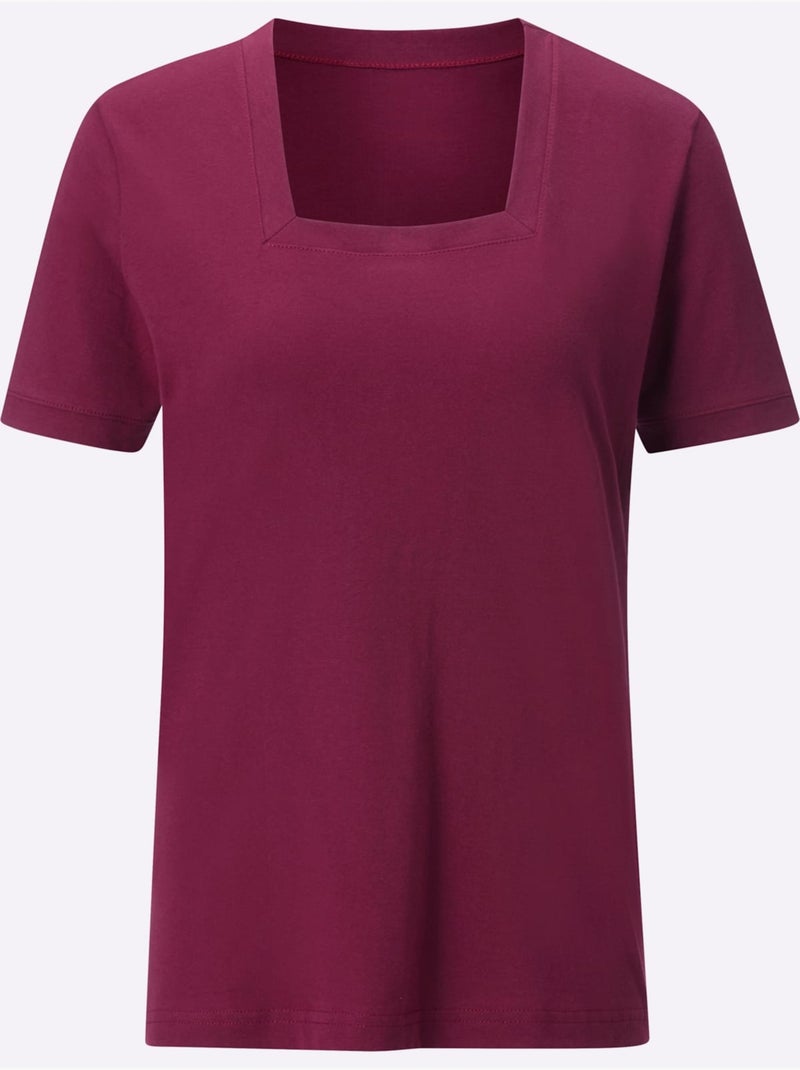 T-shirt à Manches Courtes Pur Coton - Taille Standard - Witt Bordeaux - Kiabi