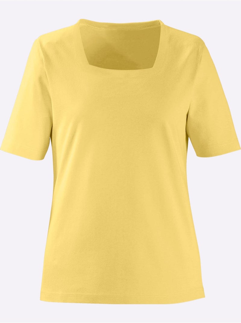 T-shirt à Manches Courtes Pur Coton - Taille Standard - Witt Jaune - Kiabi