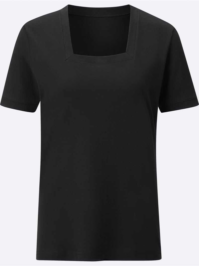 T-shirt à Manches Courtes Pur Coton - Taille Standard - Witt Noir - Kiabi