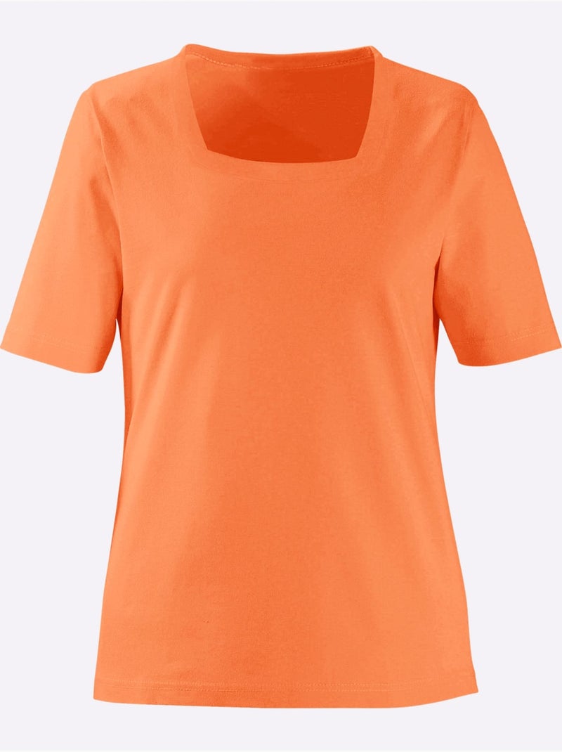 T-shirt à Manches Courtes Pur Coton - Taille Standard - Witt Orange - Kiabi
