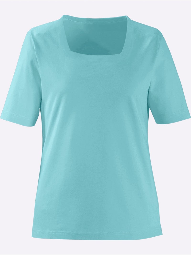 T-shirt à Manches Courtes Pur Coton - Taille Standard - Witt Turquoise - Kiabi