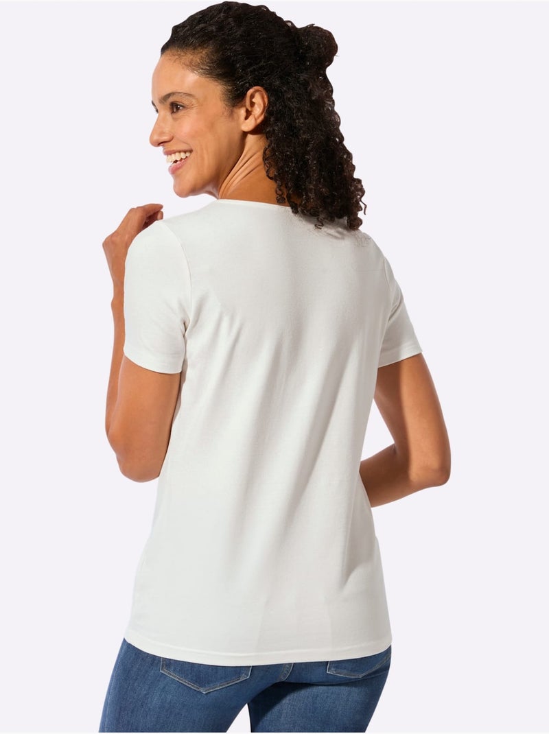 T-shirt à Manches Courtes Qualité Coton - Taille Standard - Witt Beige/Vert - Kiabi