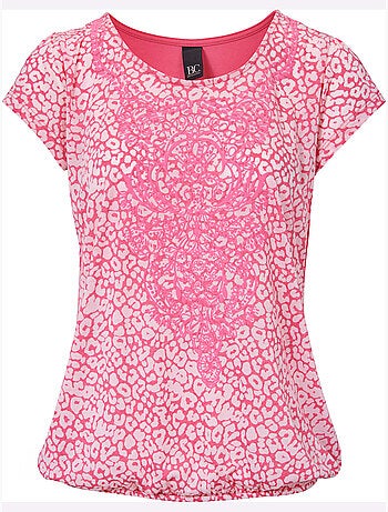 T-shirt à Manches Courtes Qualité Dévoré, Imprimé Effet Ton Sur Ton - Taille Standard - Helline