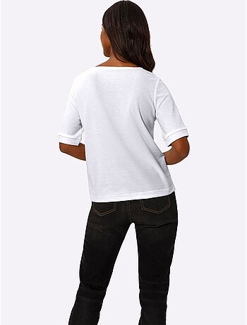 T-shirt à manches courtes qualité finement structurée - taille standard - helline