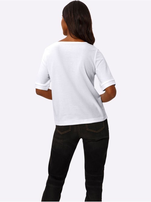 T-shirt à manches courtes qualité finement structurée - taille standard - helline - Kiabi