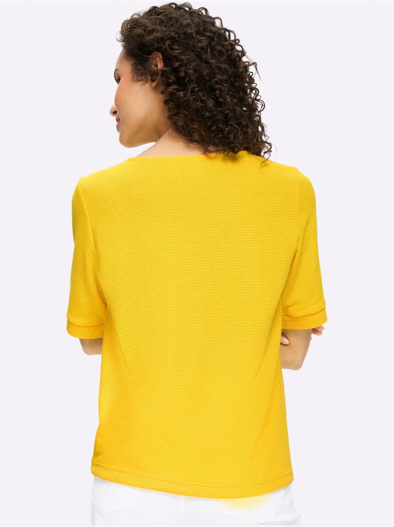 T-shirt à manches courtes qualité finement structurée - taille standard - helline Jaune - Kiabi