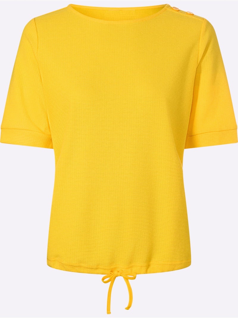 T-shirt à manches courtes qualité finement structurée - taille standard - helline Jaune - Kiabi