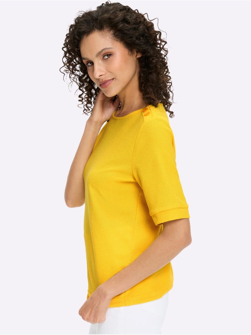 T-shirt à manches courtes qualité finement structurée - taille standard - helline Jaune - Kiabi