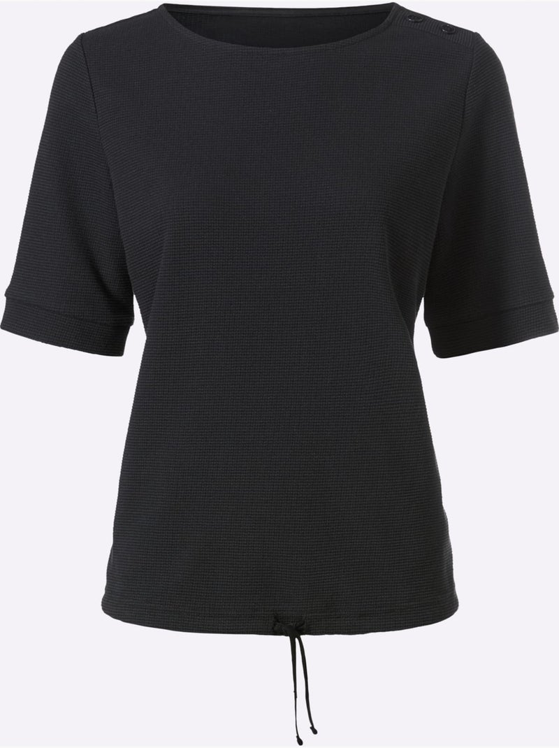 T-shirt à Manches Courtes Qualité Finement Structurée - Taille Standard - Helline Noir - Kiabi