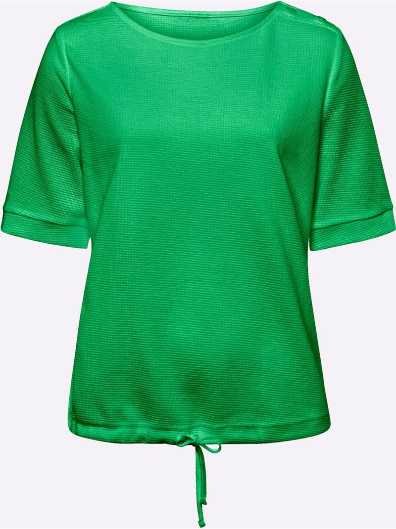 T-shirt à Manches Courtes Qualité Finement Structurée - Taille Standard - Helline Vert - Kiabi