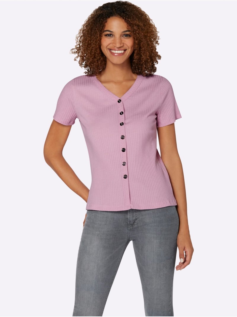 T-shirt à Manches Courtes Qualité Viscose Extensible Souple - Taille Standard - Witt Rose - Kiabi