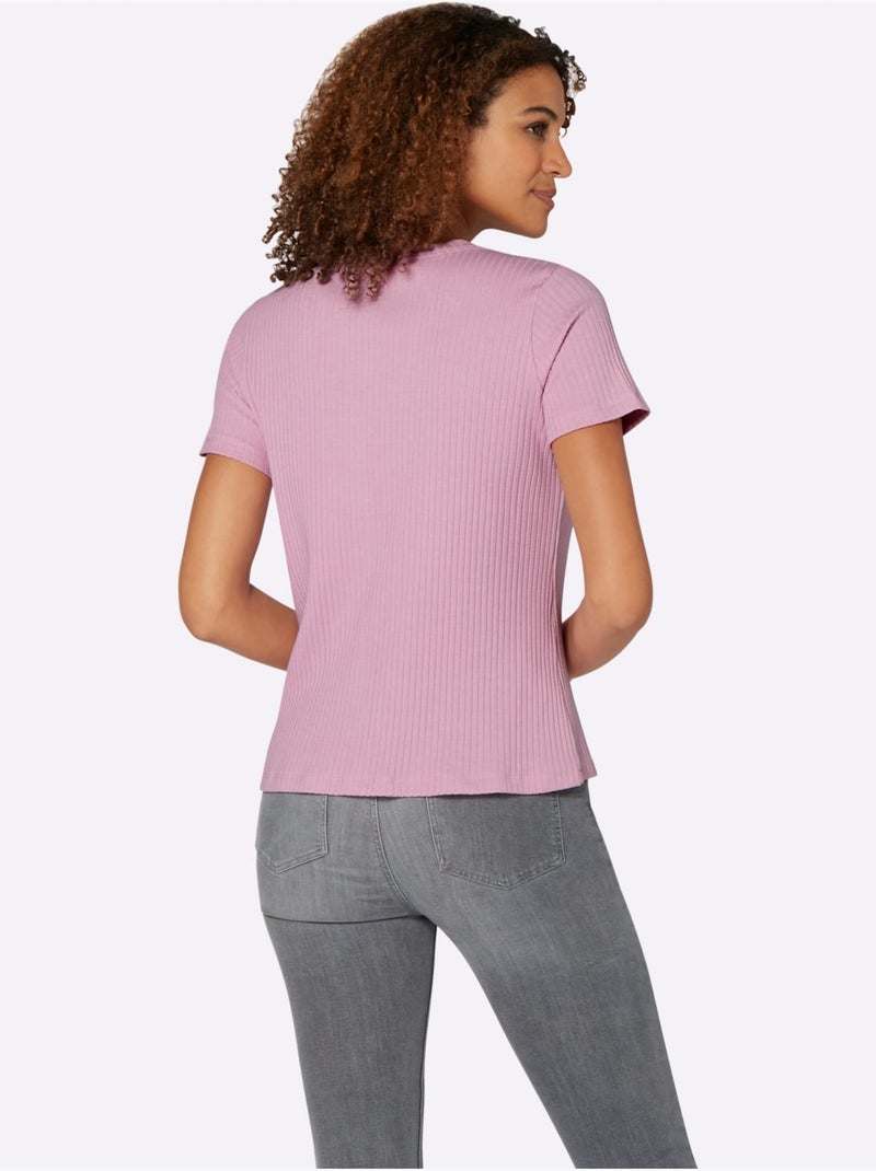 T-shirt à Manches Courtes Qualité Viscose Extensible Souple - Taille Standard - Witt Rose - Kiabi