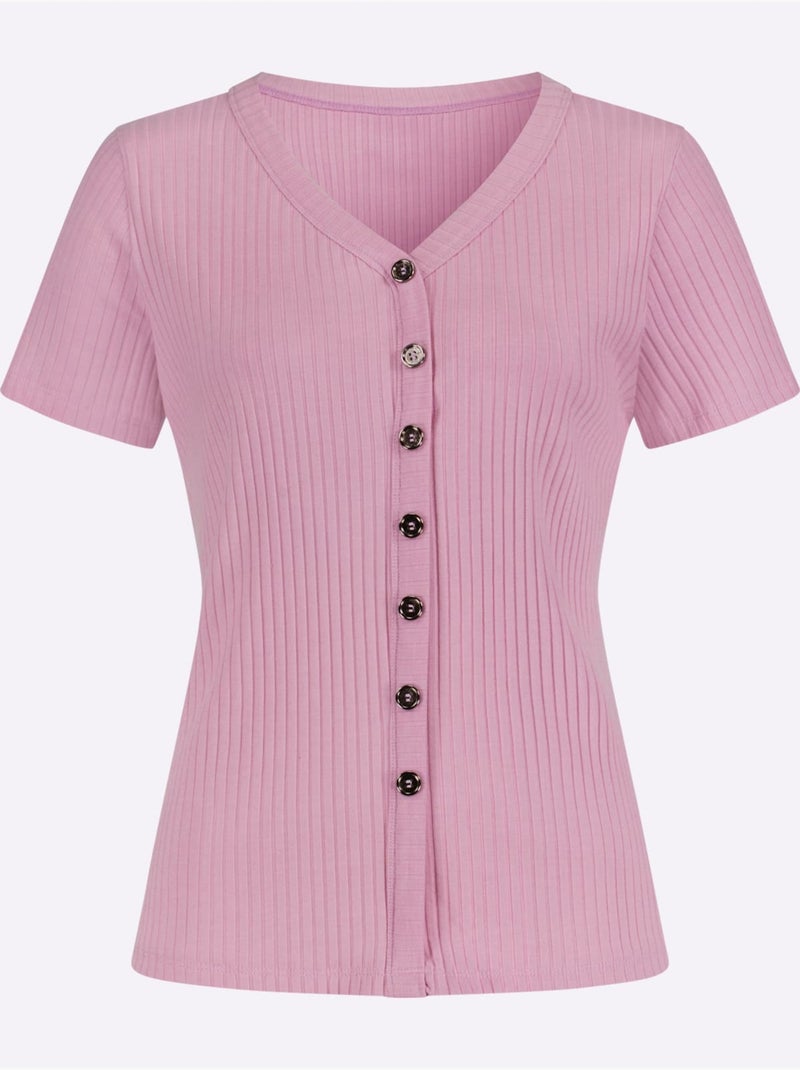 T-shirt à Manches Courtes Qualité Viscose Extensible Souple - Taille Standard - Witt Rose - Kiabi