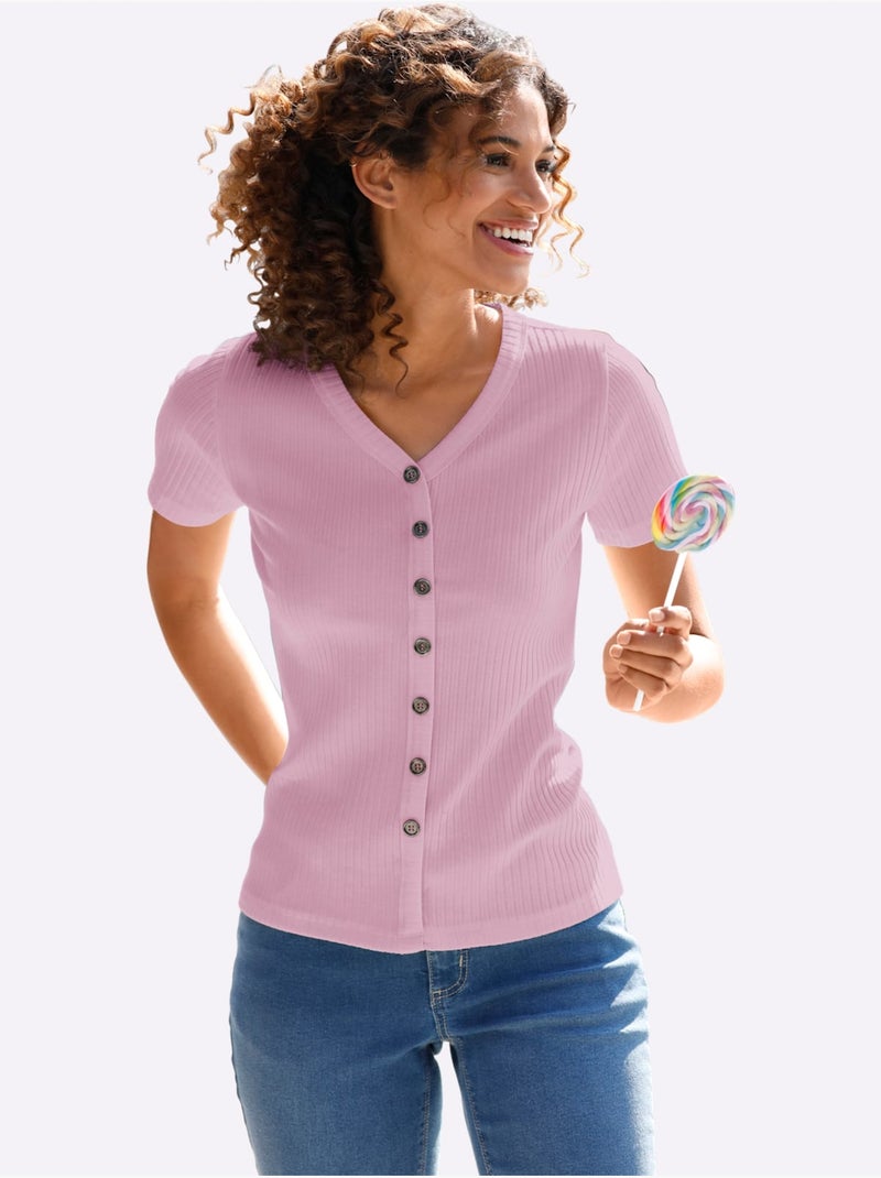 T-shirt à Manches Courtes Qualité Viscose Extensible Souple - Taille Standard - Witt Rose - Kiabi