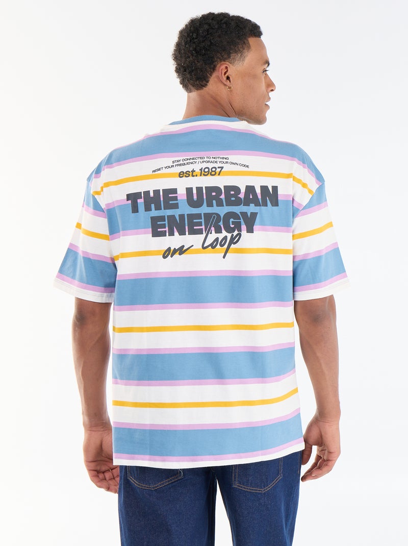 T-shirt à manches courtes rayé Bleu - Kiabi