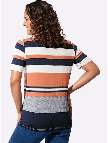 T-shirt à Manches Courtes Rayures Contrastées - Taille Standard - Witt